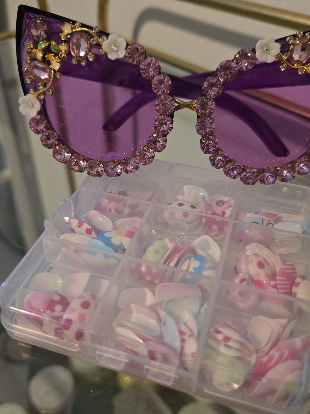Embellished Purple Cat Eye Sunglasses with Rhinestones